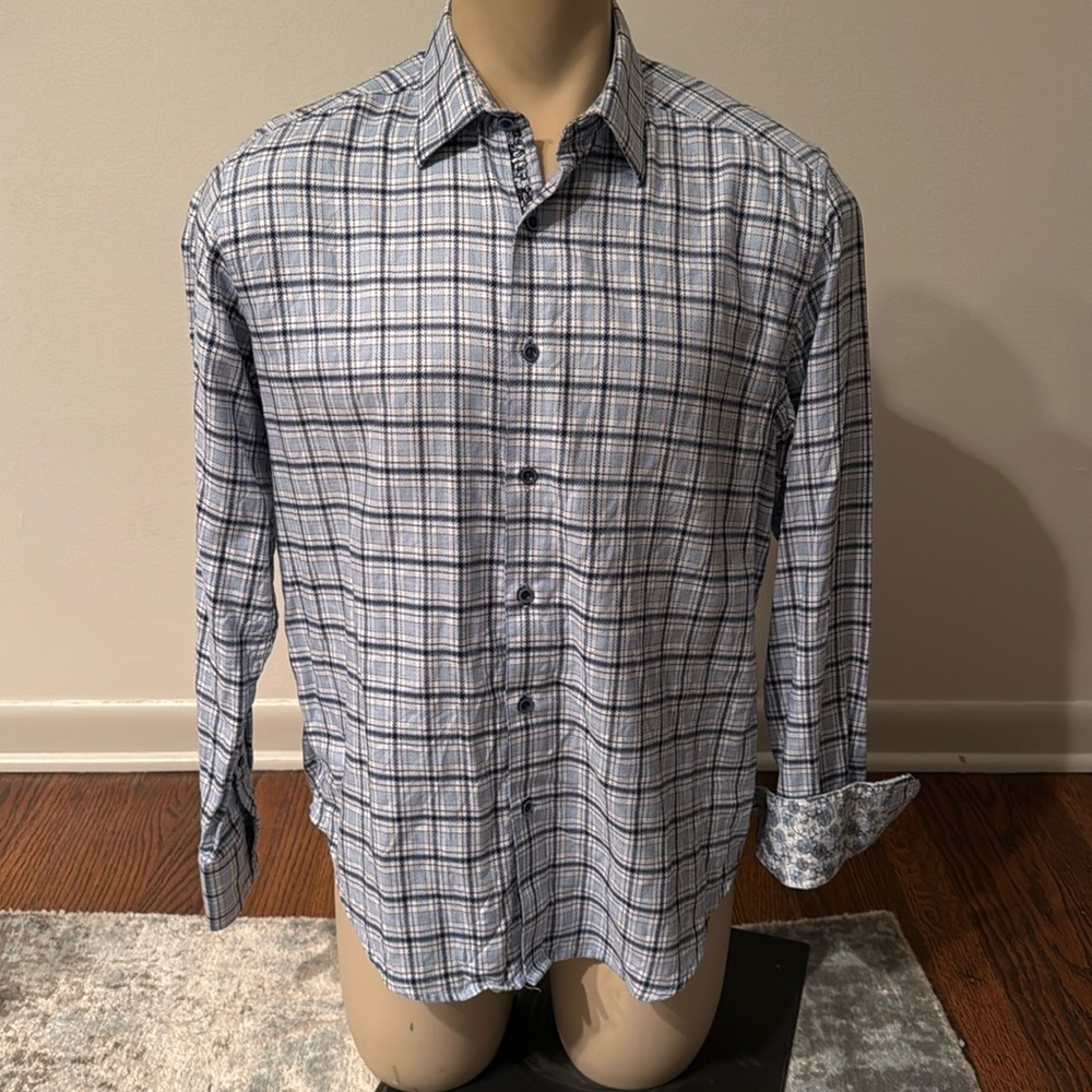 Robert Graham Men’s Large Casual Button Down Plaid Shirt